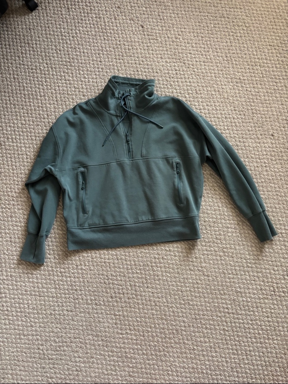 Cropped Quarter-Zip Pullover in Dusty Sage